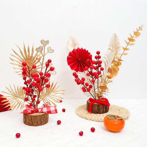 Flor De Ramas De Bayas Rojas Riqueza Dios 13cmx28cm
