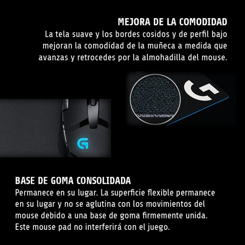 Mouse Pad gamer Logitech G G640 Serie G de tela Cloud 9 l 40mm x 46mm x 3mm negro/azul