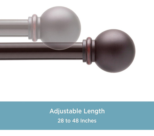 Barra Cortina Bola Para Ventana 71-122 Cm, Café Resistente