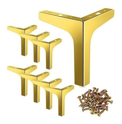 Patas Para Muebles Metal Dorado Esquinero 15cm X 8u