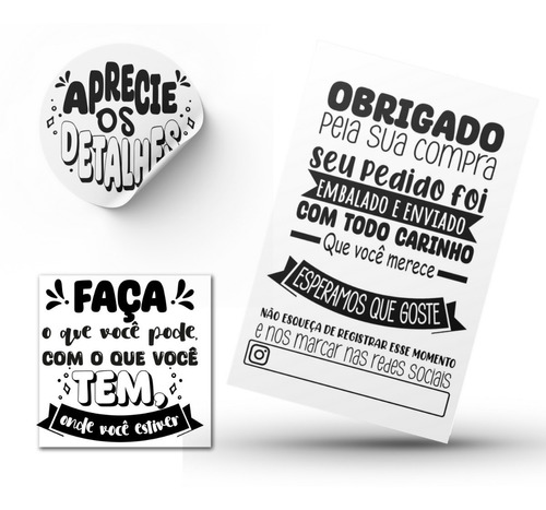 Kit Agradecimento Cliente Black -cartão+motivacional+adesivo