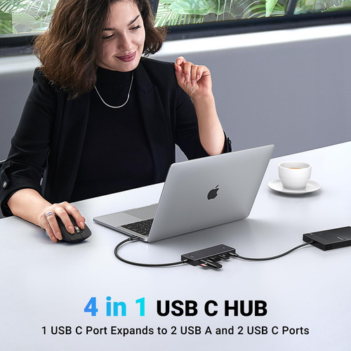 Adaptador Usb C Hub Ugreen 4 En 1 De 10 Gbps Con 2 Usb-c 3.2