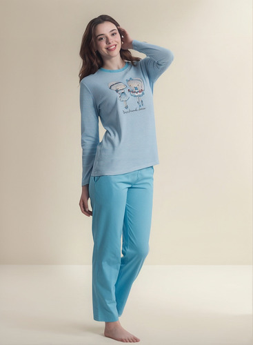 Pijama Mujer Monamour 551 Algodón Top Listado Y Local Print