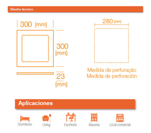 Imagen 3 de 5 de Panel Led P/embutir 24w Ledvance Calido Cuadrado Pack X 4