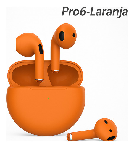 Fone De Ouvido Estéreo S/ Fio Bluetooth Pro 6 Mini Tws + Nf Laranja