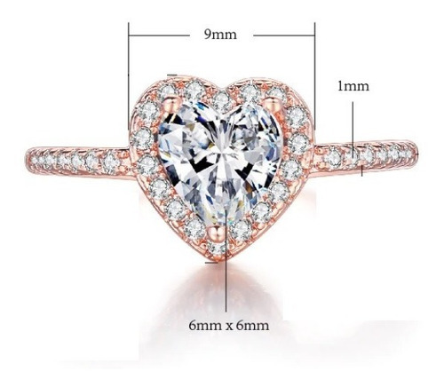 Imagen 3 de 6 de Hermoso Anillo Compromiso Crystal Love Heart Novia Regalo