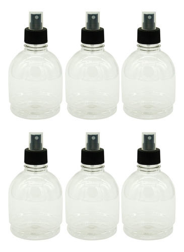Pack 6 Botellas Garrafita Plastica Spray Negro 300ml