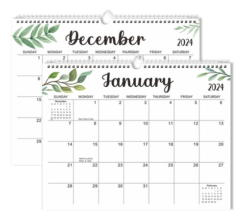 2 Peças De Calendário De Parede De 2024, Calendário De 18 Me