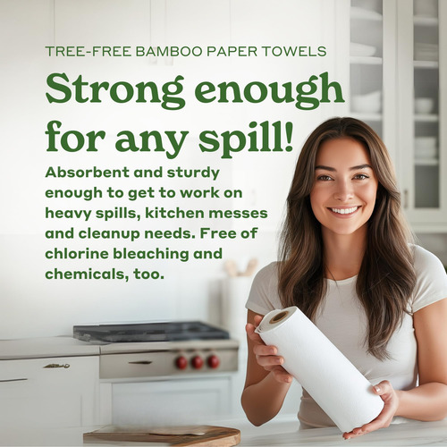 Toallas De Papel Sin Árboles 8 Rollos 2 Capas Sostenibles