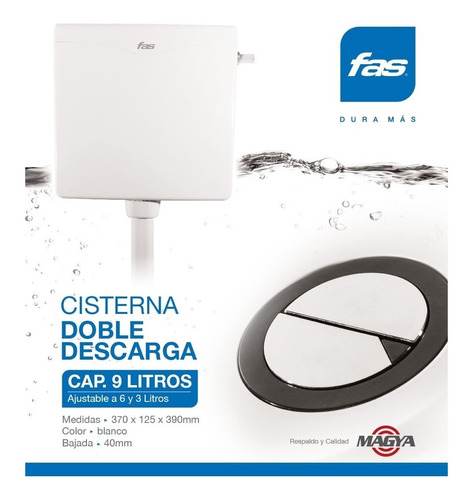 Cisterna Doble Descarga Para Ahorro De Agua 3 Y 6 Litros Fas