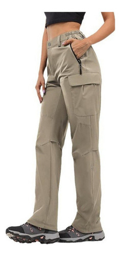 U Pantalones Cargo Estilo Jogger Cintura Alta Bolsillo Lycra