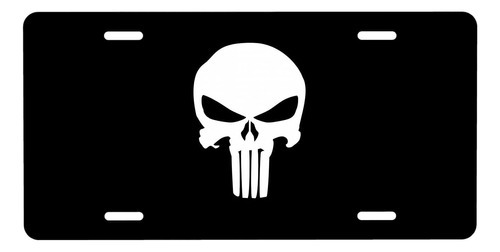 Placa De Matrícula Con Foto De Calavera En Negro De Punisher