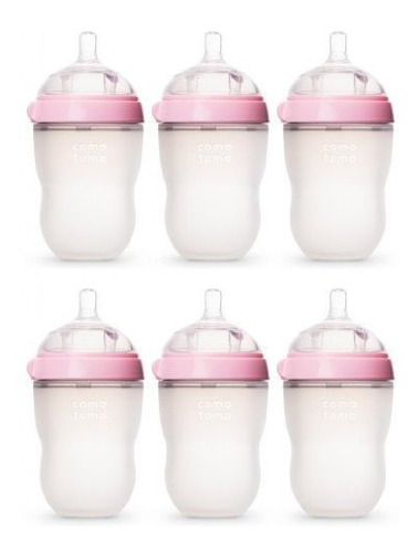 Comotomo Natural Feel 8oz Bottle 6 Pack Pink