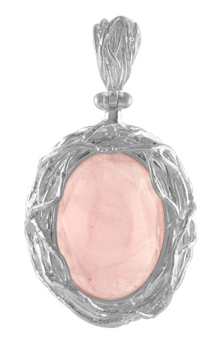 Dije Ramas De Cuarzo Rosa En Plata De Ley
