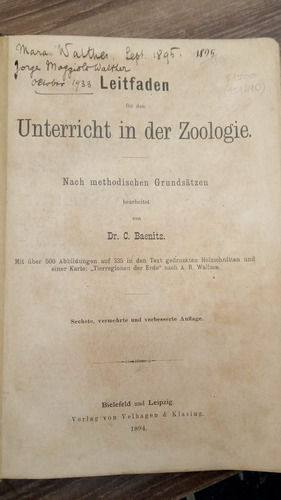 Unterricht In Der Zoologie - Dr. C Baenitz