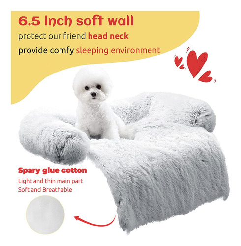 Tapete Calmante Lavable Para Sofá Cama De Mascotas Gris Diseño