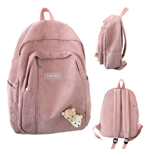 Mochila Pana Simple Ligera Bonito Colgante Oso Escolar Para