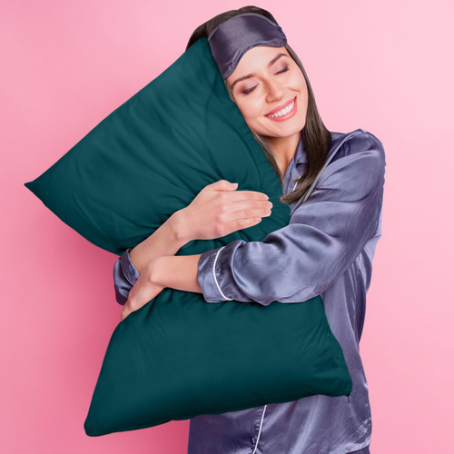 Protectores De Almohada Con Cremallera Tamaño Estandar 2 Pz Verde Azulado Liso