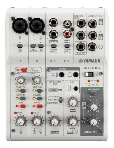Mezcladora Audio Yamaha Ag06mk2w 6 Canales Live Streaming Ms
