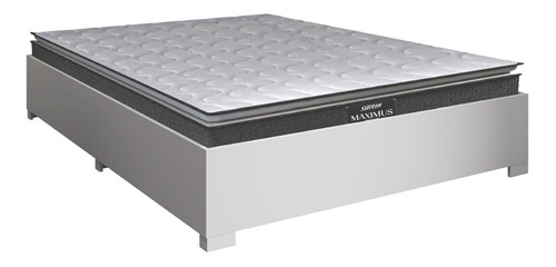 Cama Box Gazin casal desmontável com colchão molas maximus 142x192cm branco cor cinza e branco