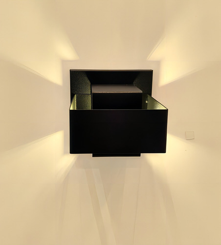 Kit 2 Arandelas De Efeito Parede Fachada Hall Escada C/ Led Cor Preto Lâmpada Led Luz Branca 6000k Voltagem