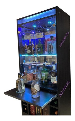 Imagen 7 de 9 de Bar Vitrina, Mueble Bar Vinera Cava Con Luces Led Rgb.