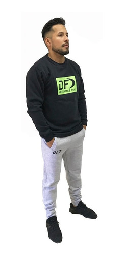 Imagen 2 de 5 de Buzo + Pantalón Negro Conjunto Largo Talles Especiales Df
