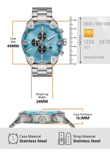 Relógio Diesel Spiked Masculino Dz4655 Original Azul C/nfe