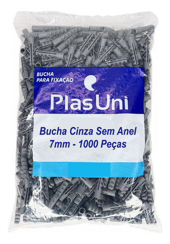 Bucha Plastica De 7mm Cinza Sem Aba Anel Com 1.000 Peças