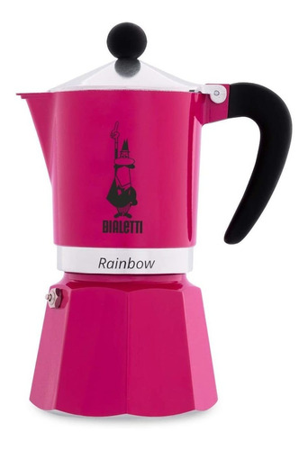 Cafeteira Bialetti Rainbow 3 Cups manual fúcsia italiana