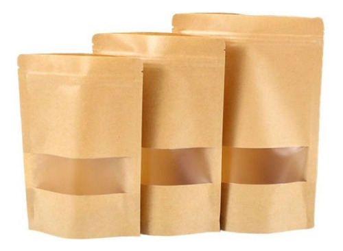  Bolsas Ziploc Papel Kraft Con Visor 10x15cm Pack 50 Uds.