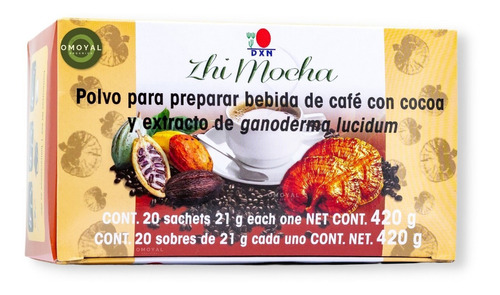 Zhi Mocha Dxn Café Ganoderma Con Cocoa 20 Sobres / 21 Gramos