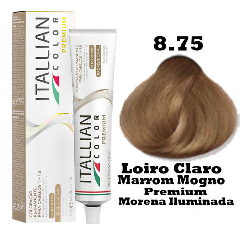Coloración Itallian Color 60g Profesional colores varios tono 8.75 rubio claro marrón mogano morena iluminada premium