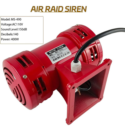 Sirena Raid, Alarma De Sirena De 110 V, 150 Db, 60 Hz, Siren