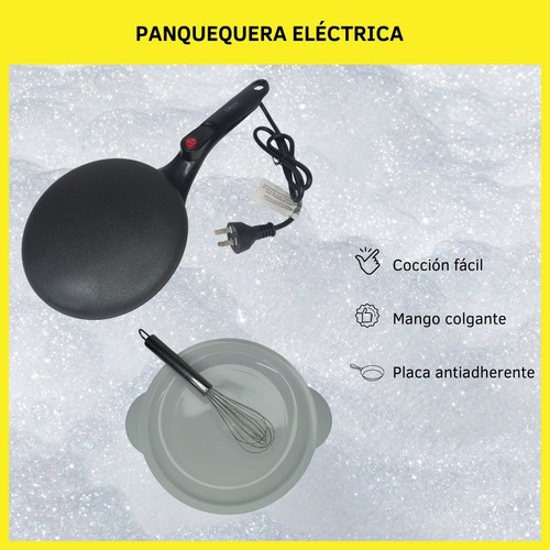Panquequera Eléctrica Batidor Antiadherente 800w Bowl Dinax Color Negro