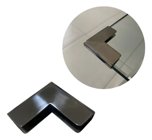 comprar Kit 4 Cantoneiras Inox P\u002F Vidro 18mm Encaixe Horizontal