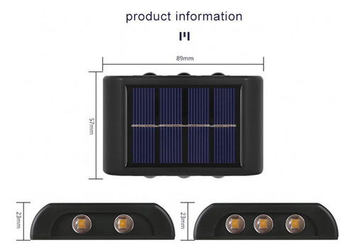 Lâmpada De Parede Solar Com 6 Luzes Led Automáticas Para Ext