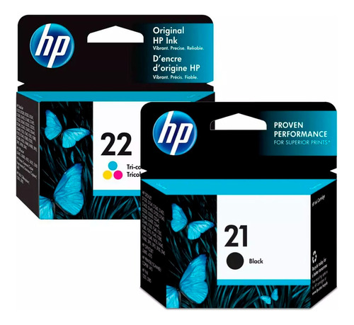 Combo Cartucho De Tinta Hp 22 Tri-color + 21 Negro