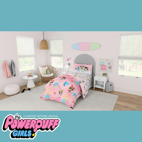 Juego De Edredón Y Sábanas Powerpuff Girls, Twin, 5 Piezas