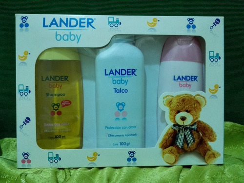 Kit Lander Baby Shampo Talco Y Crema Baño Bebe