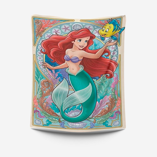 Cobija Frazada Princesas Disney Rapunzel Ariel Bella Mulan Diseño Ariel La Sirenita