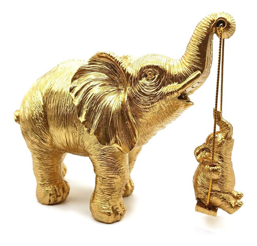 Figura Dorada Elefante Para Decoracion Hogar Realo Buena ( )