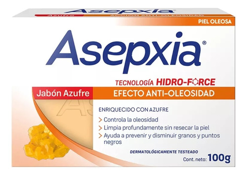 Asepxia Jabon En Barra Azufre Efecto Anti Sebo X 100 G