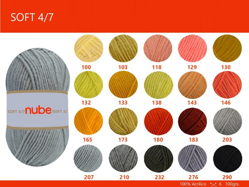 Imagen 2 de 7 de Hilado Nube Soft 4/7 X 1 Ovillo - 100 Grs. Por Color