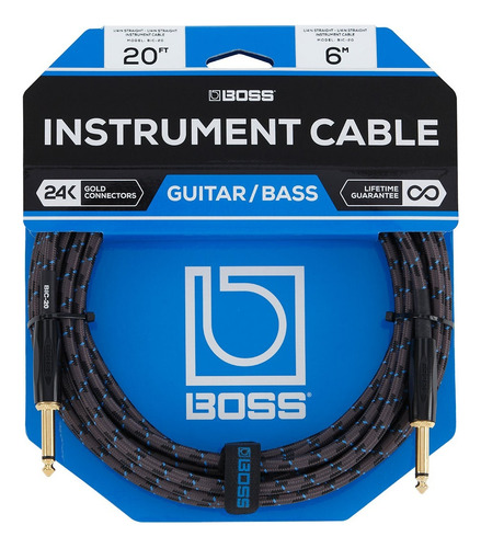 Boss Bic-20 Cable Instrumento Conector Ts En L De 6 Metros