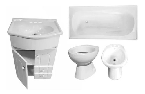 Combo Baño Sanitarios Vanitory Bacha Bañera 140 Cm Completo 