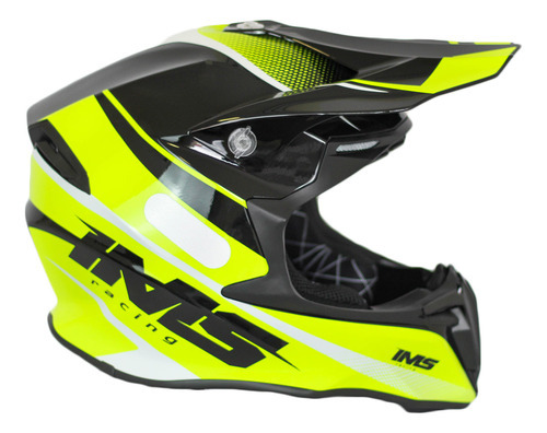 Capacete Motocross Shine Preto E Flúor Trilha Bike Off Road Tamanho do capacete 54