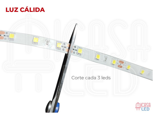Imagen 4 de 6 de Tira Led Interior 12v 5m Recortable Con Eliminador