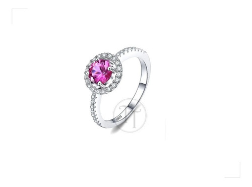 Anillo Solitario Zafiro Rosa 1.1 Ct Plata Esterlina 925