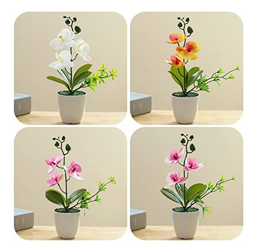 Xonor 4pcs Flores De Orquídea Artificial Mini Orquídeas Fals